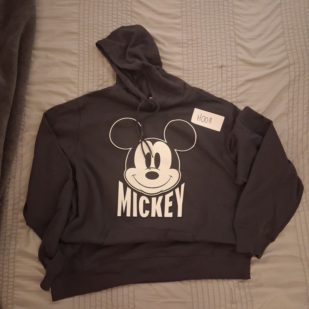 Disney Mickey Mouse and Friends Mens XL Black Graphic Pullover Hoodie NWT